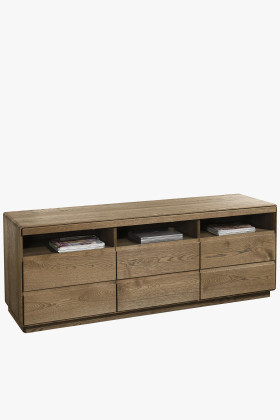 TV-Schrank aus massiver Eiche Helsinki Typ 26 geräuchert mit 2 Schubladen